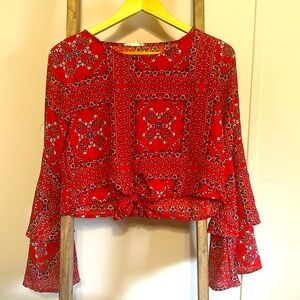 Cropped Bell Sleeve Top